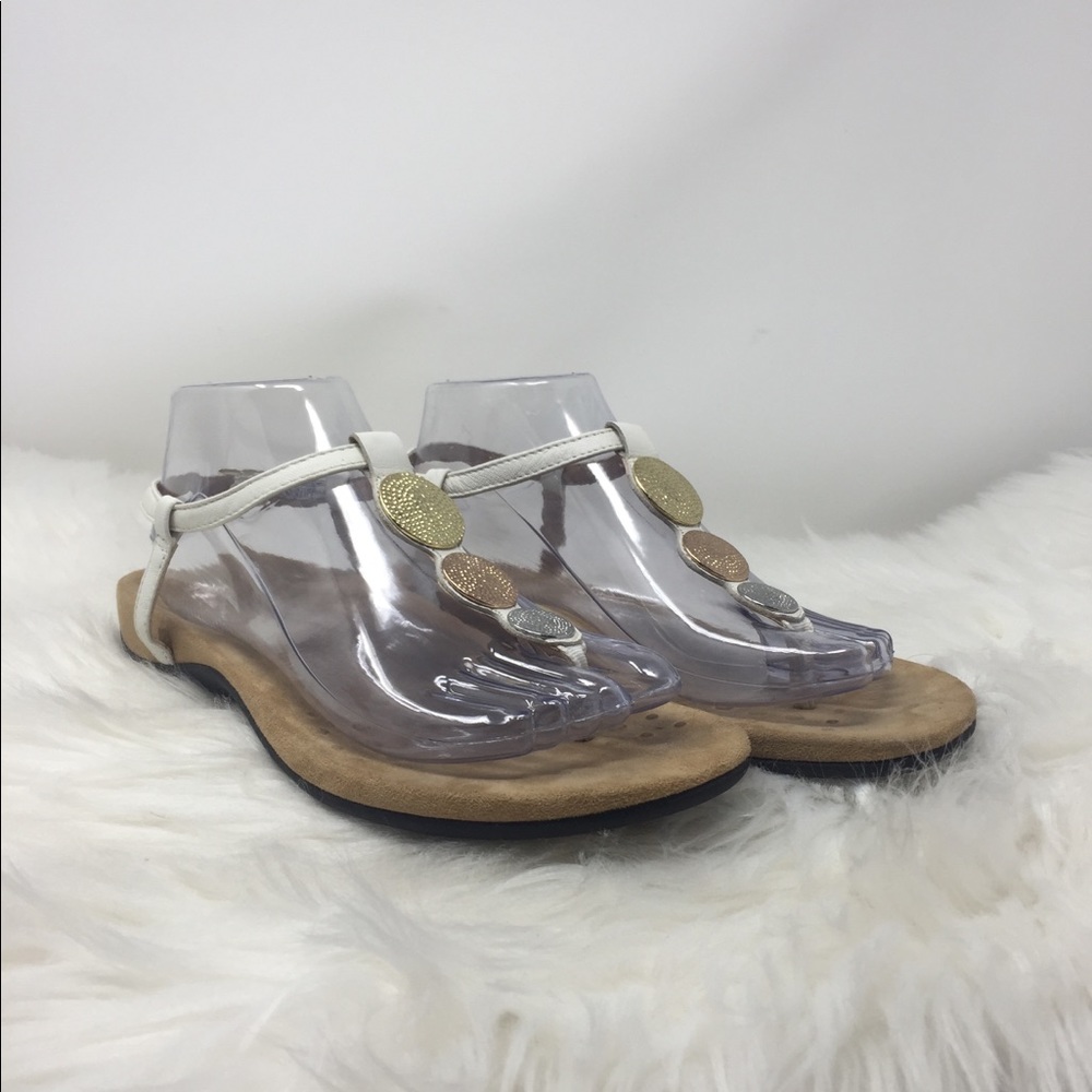 Vionic Lizbeth White T Strap Sandal Sz 8